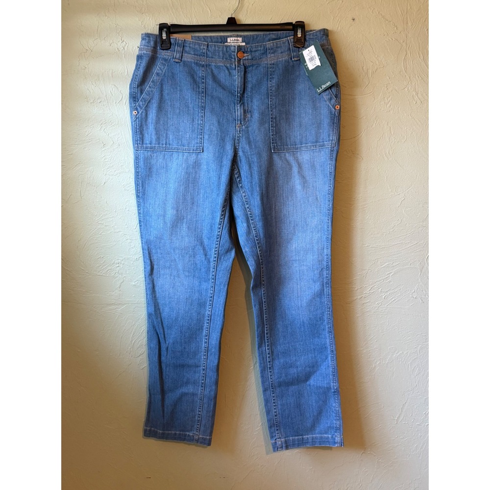 LL Bean 1912 Jeans Favorite Fit Medium Wash Straight Leg Jeans 16r NWT